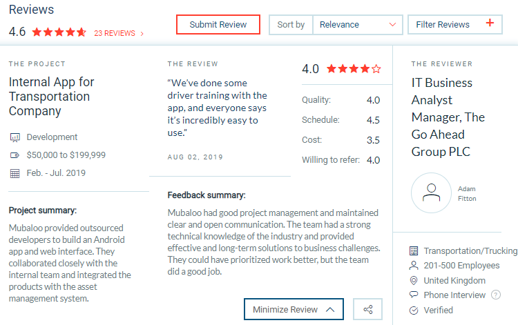 mubaloo client reviews