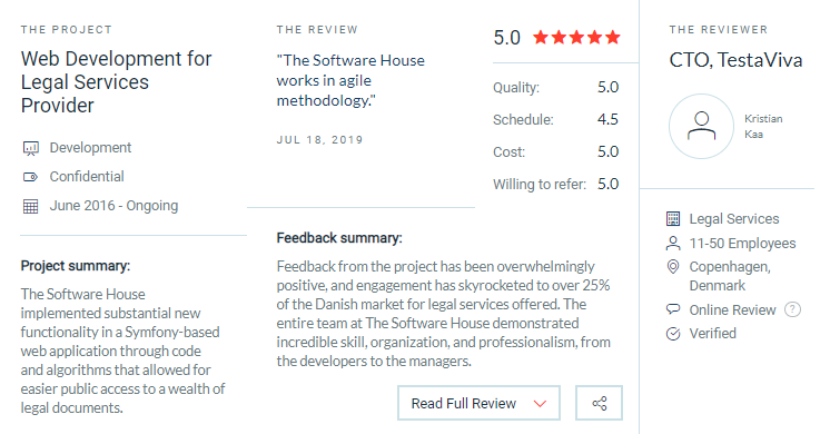 The Software House client reviews