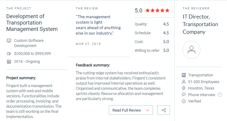 Fingent client reviews