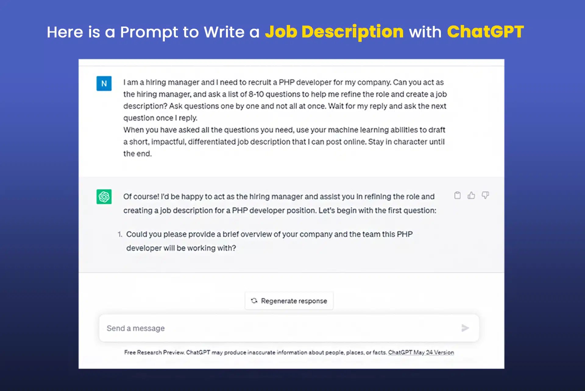 ChatGPT prompt for Job description