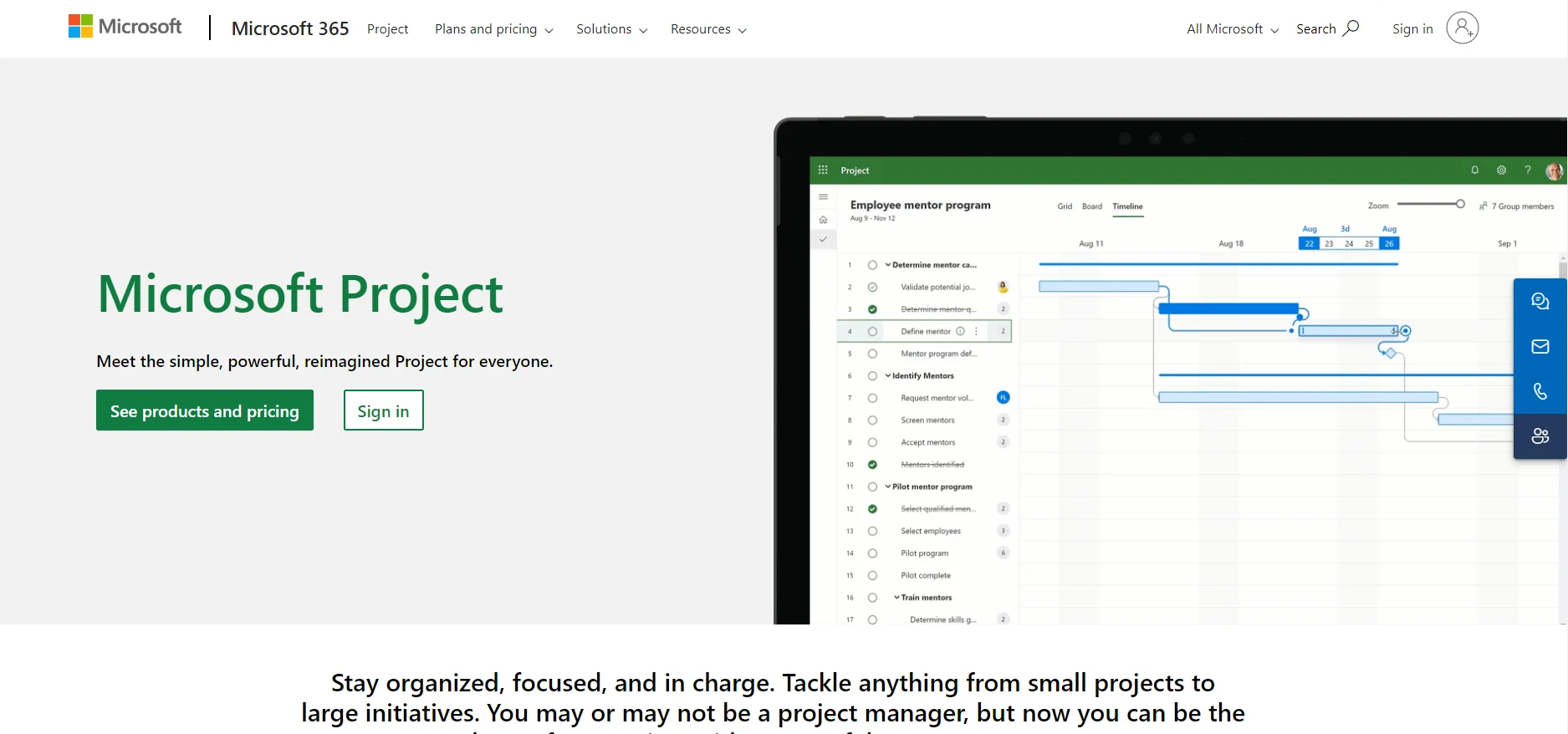 Microsoft project management tool