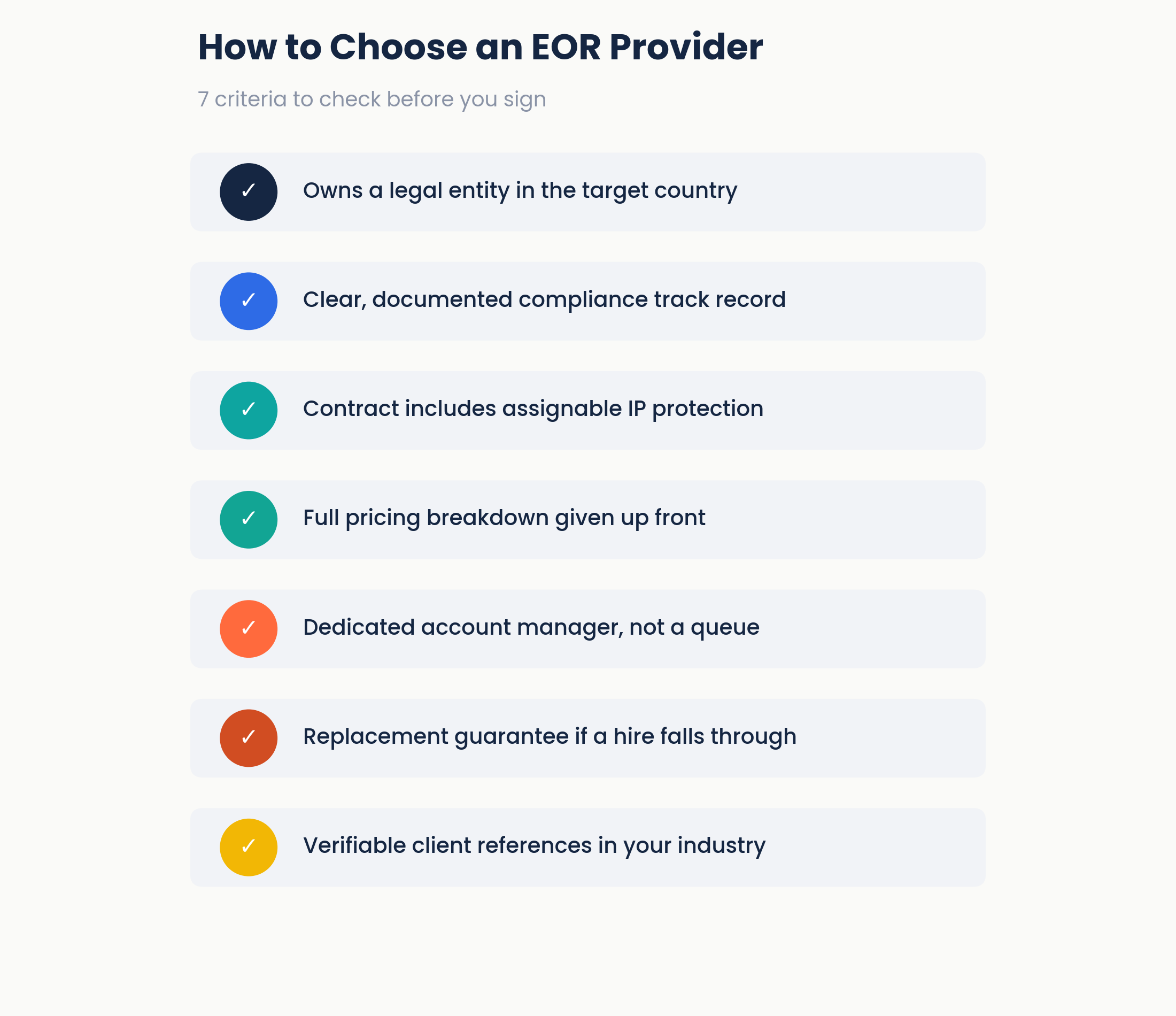 EOR provider selection checklist