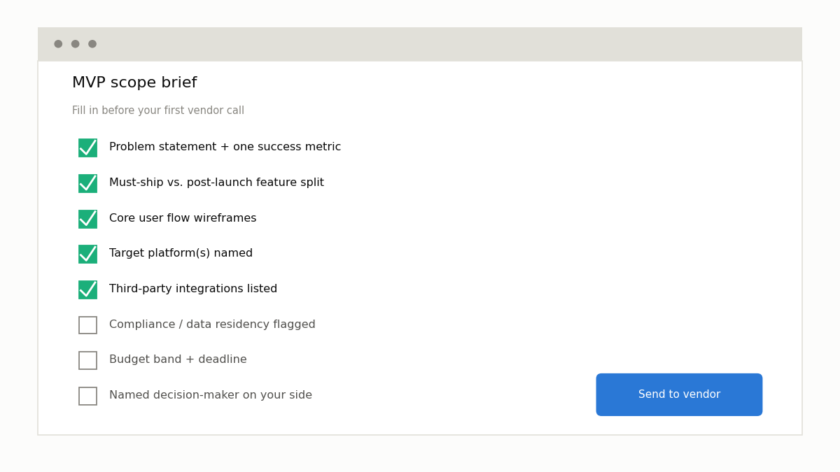 MVP scoping checklist wireframe